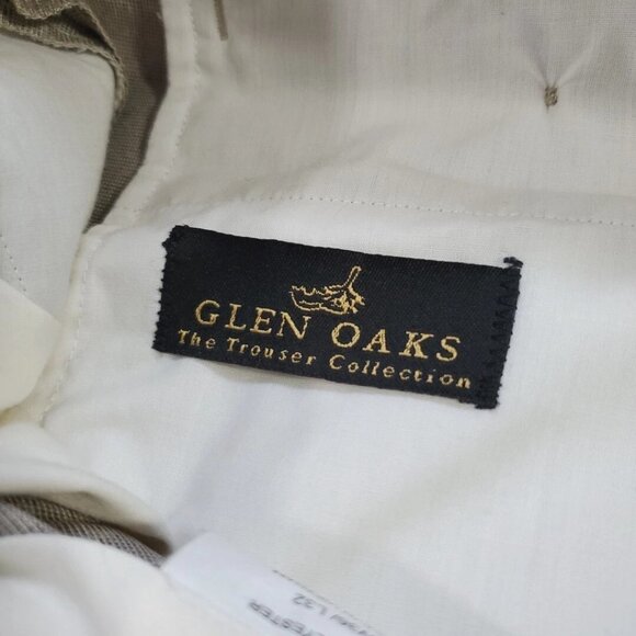 Glen Oaks Trousers Mens Size W36 Brown Pleated Front Cuffed Pants Legs NWT - Picture 4 of 6